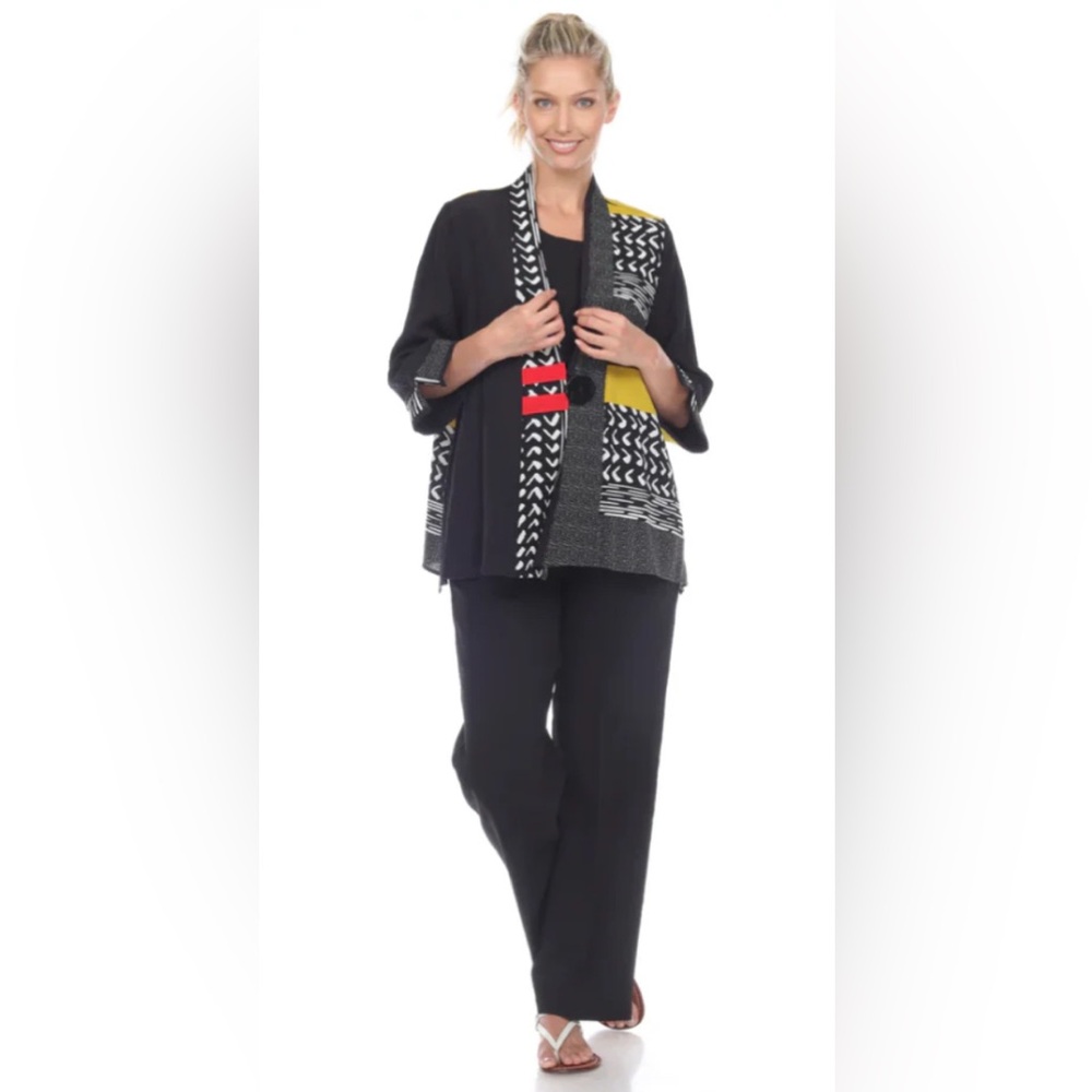 Moonlight Fashion design lagenlook stripes single button crinkled‎ jacket size L